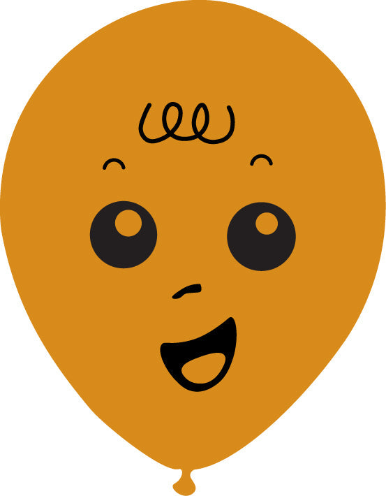 Uninflated 12 Inches Latex Balloons Single Sided Baby Face Printed 02 Decomex Mocha 