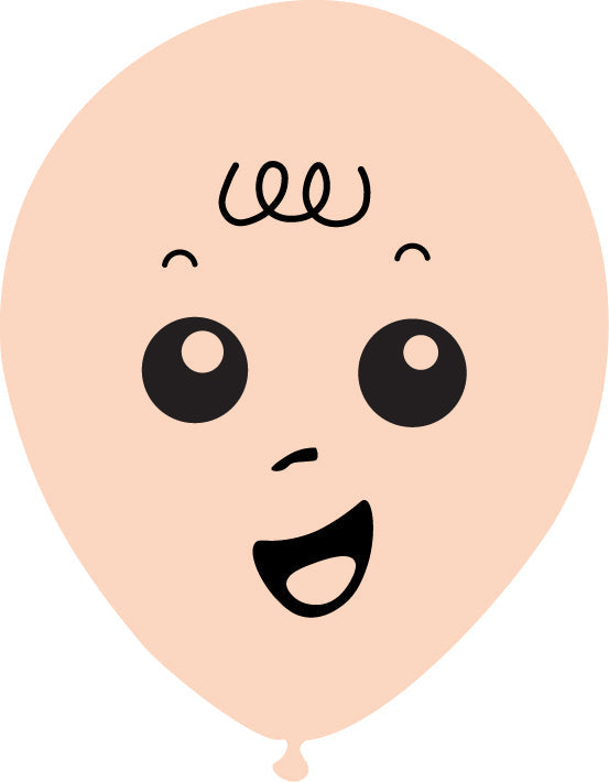Uninflated 5 Inches Latex Balloons Single Sided Baby Face Printed 02 Decomex Pink Blush 