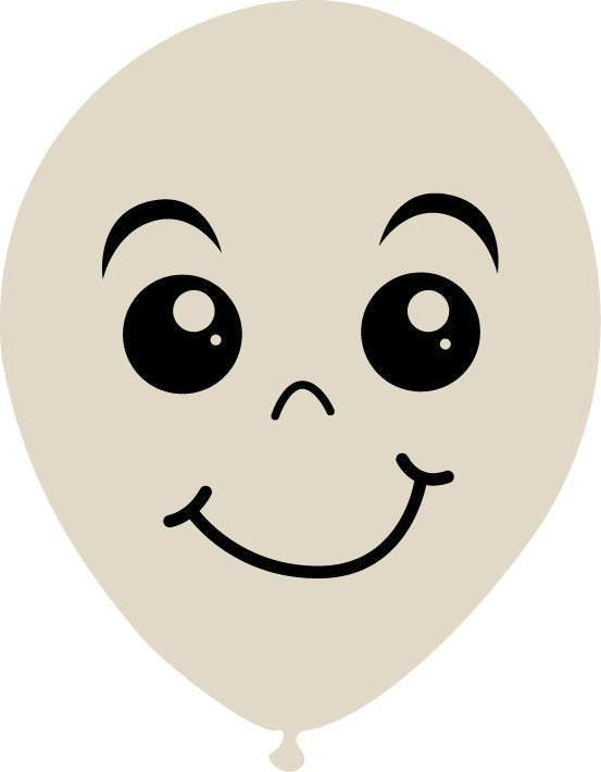 Uninflated 5 Inches Latex Balloons Single Sided Face Printed 03 Decomex Sand 