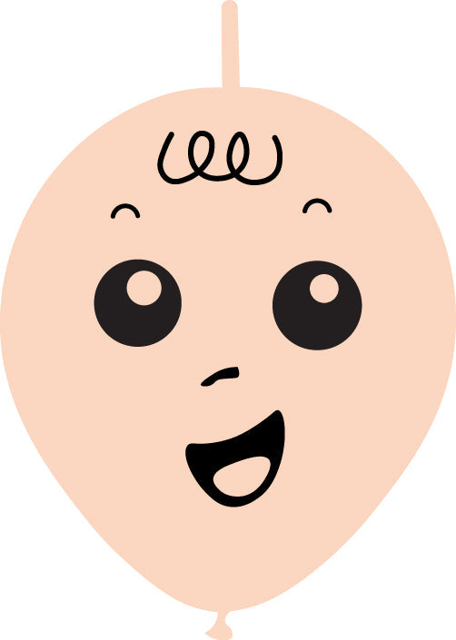 Uninflated 6 Inches Linking Latex Balloons Single Sided Baby Face Printed 02 Decomex Pink Blush 