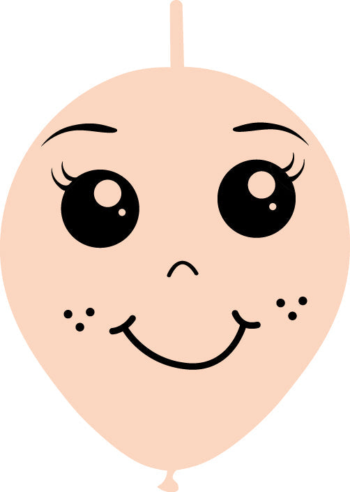 Uninflated 6 Inches Linking Latex Balloons Single Sided Face Printed 02 Decomex Pink Blush 