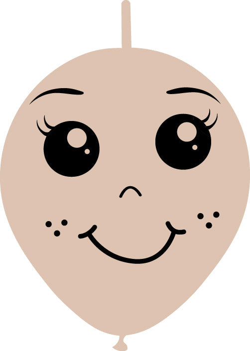 Uninflated 6 Inches Linking Latex Balloons Single Sided Face Printed 02 Decomex Skin Blush 