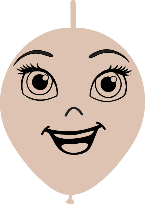 Uninflated 6 Inches Linking Latex Balloons Single Sided Face Printed 07 Decomex Skin Blush 